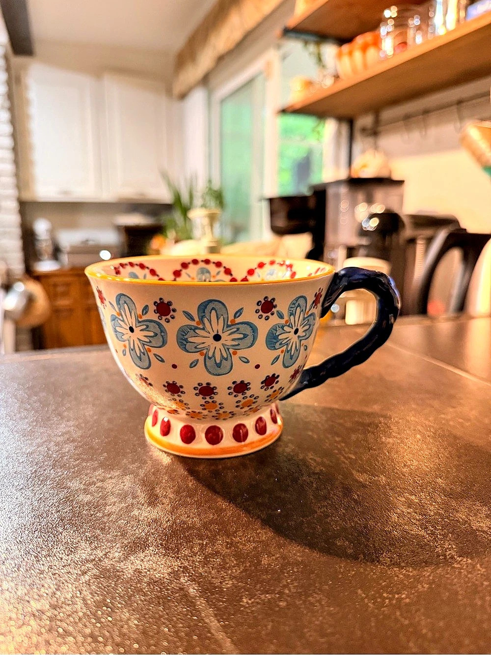 Anthropologie  Floral Ceramic Mug